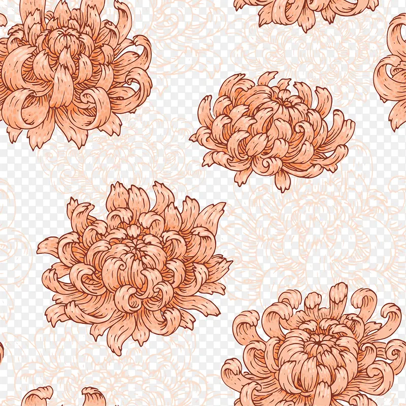 橘红色菊花壁纸花纹素材