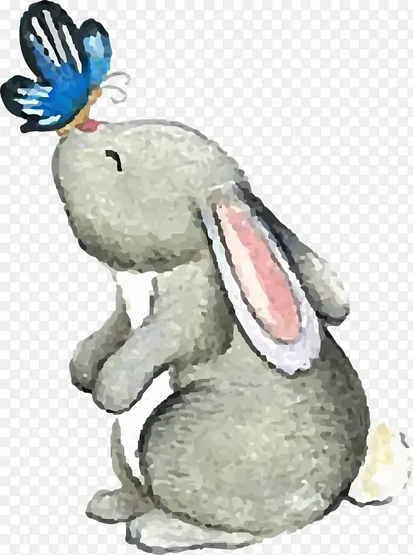 复活节灰色水彩兔子