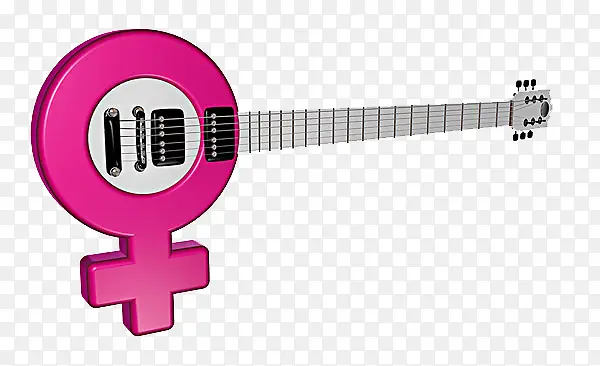 免抠粉色吉他乐队logo