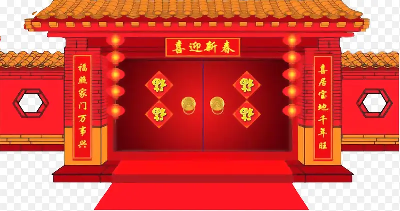 春节古典建筑大门