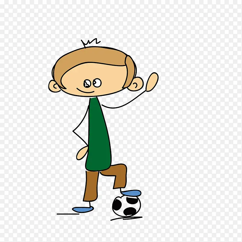玩足球的男孩卡通图