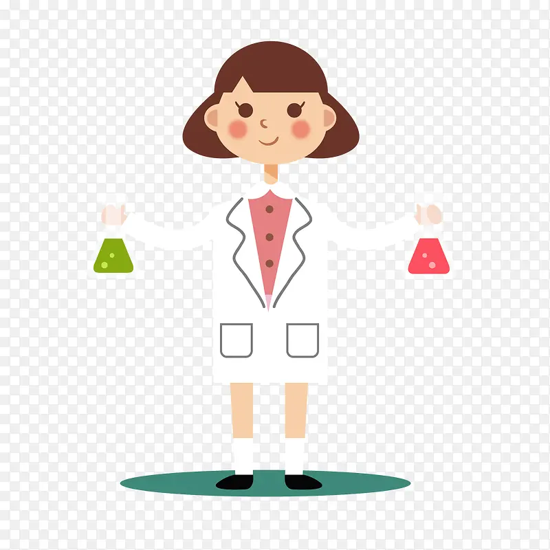 白衣实验员女子矢量图