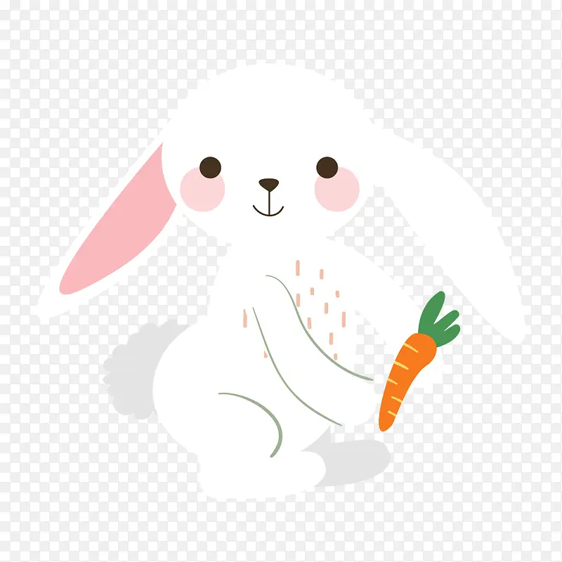 卡通白色兔子和小萝卜