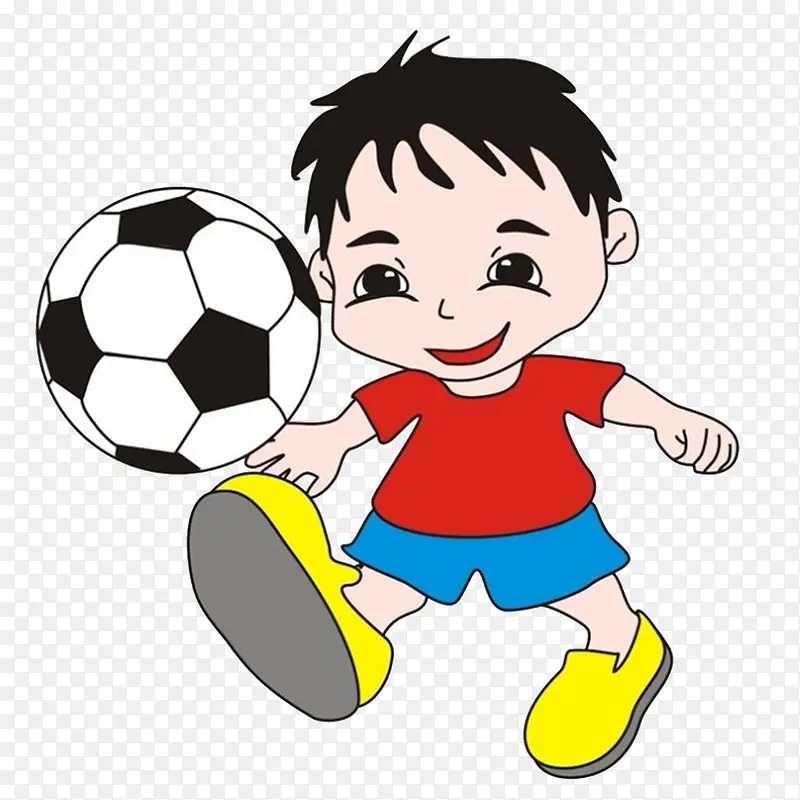 踢足球玩耍的小男孩