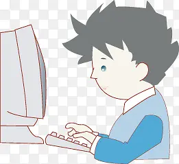 卡通萌娃打电脑