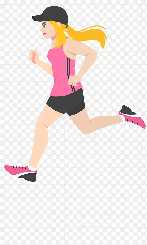 卡通人物插图跑步健身的女孩
