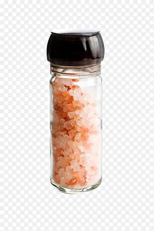 玻璃盐罐里的粗盐粒