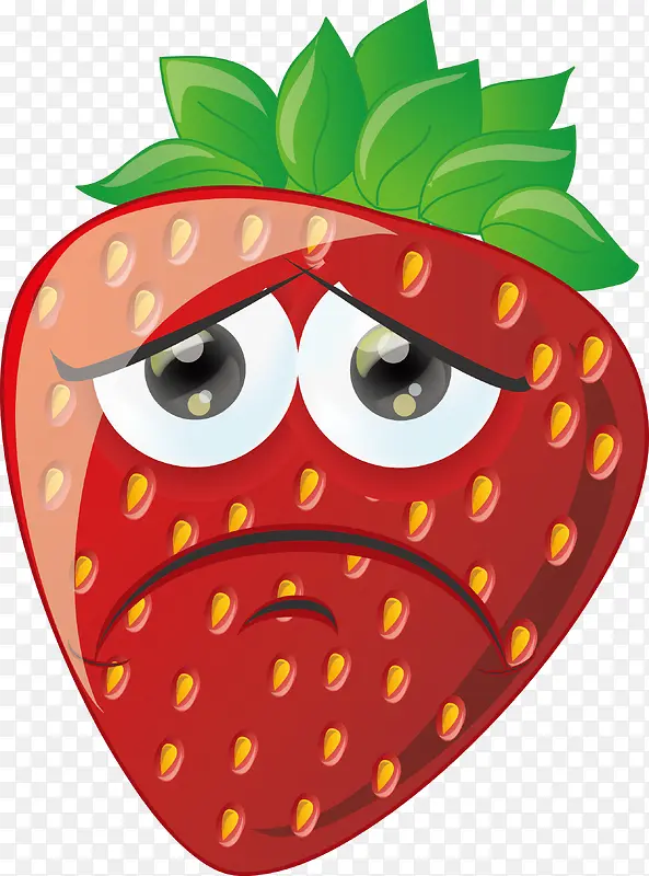 委屈的草莓水果矢量图