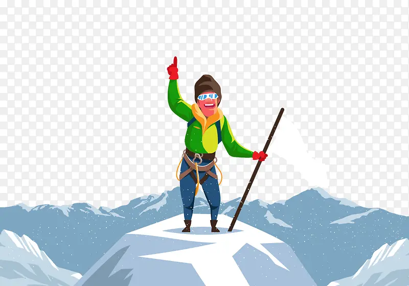 登上雪山顶的探险家