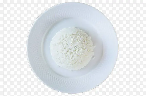 白色瓷盘子里的大米饭
