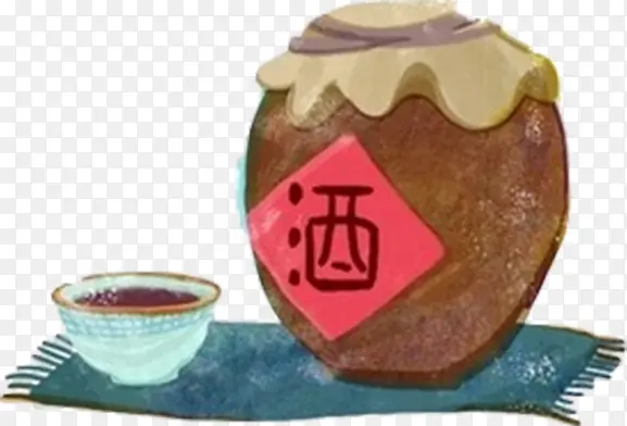 中国风手绘白酒浅色清新