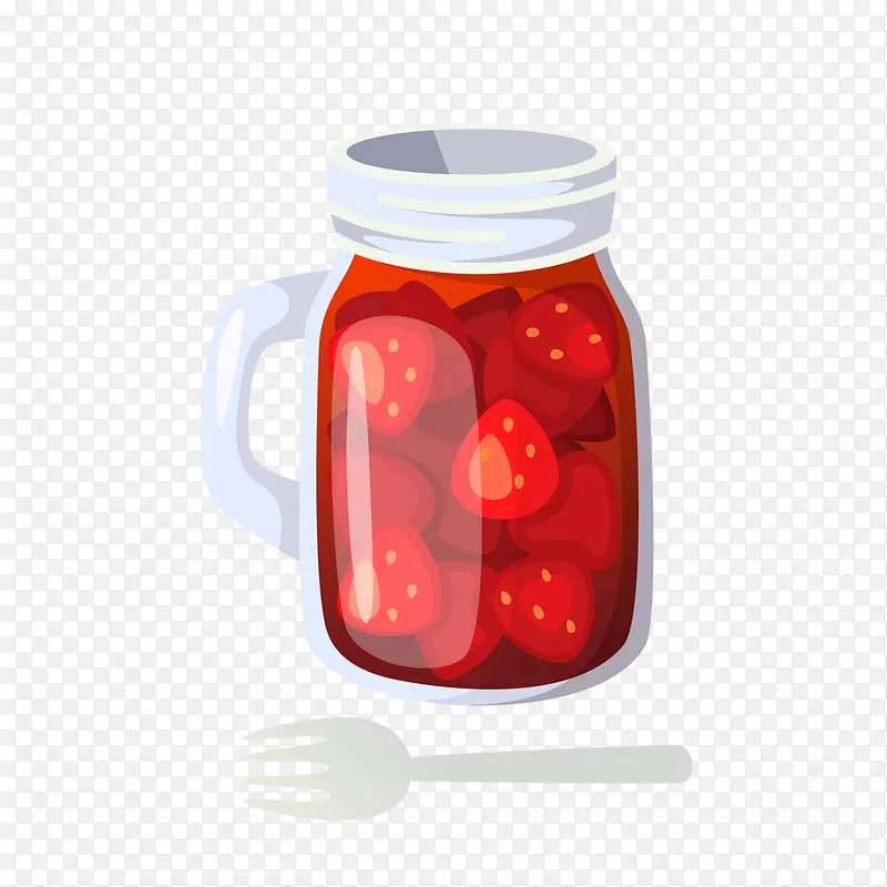 红色草莓罐头矢量图