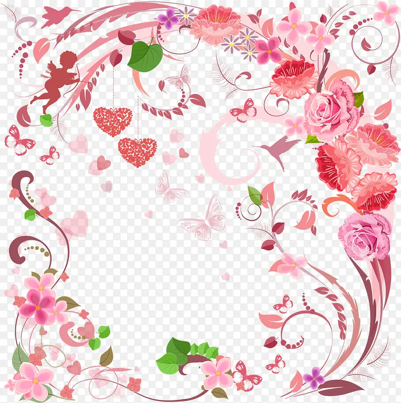 粉色花藤框架