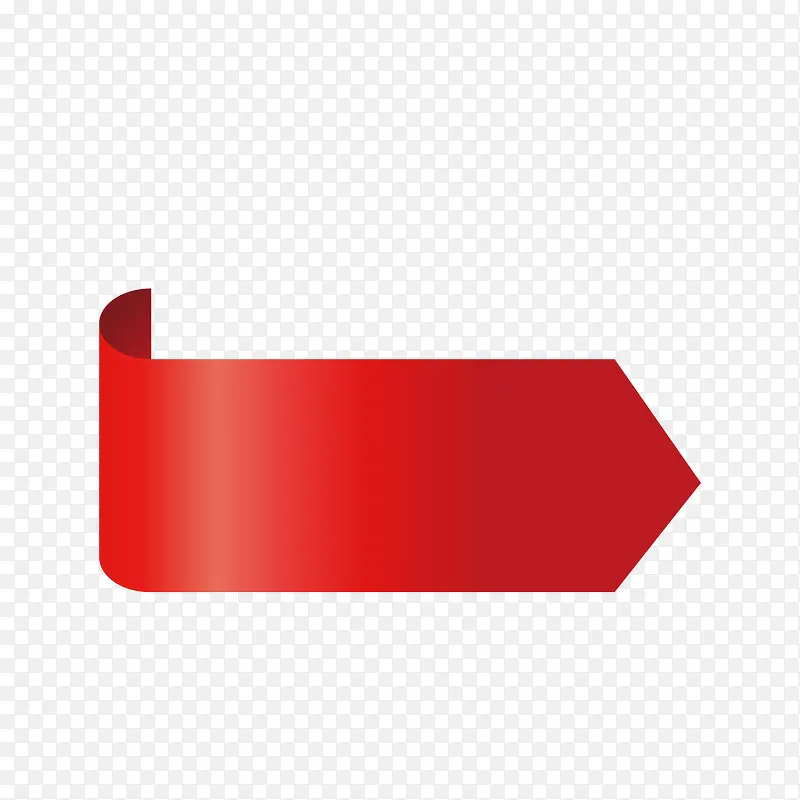 红色圆弧光泽商务标签