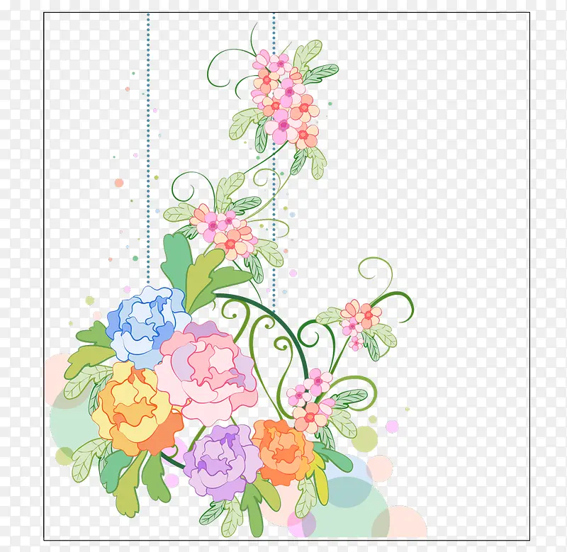 彩色手绘花卉