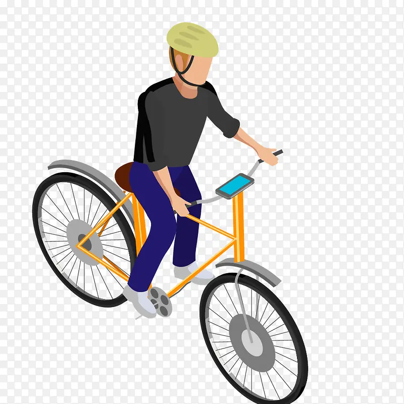 手绘运动男士骑单车