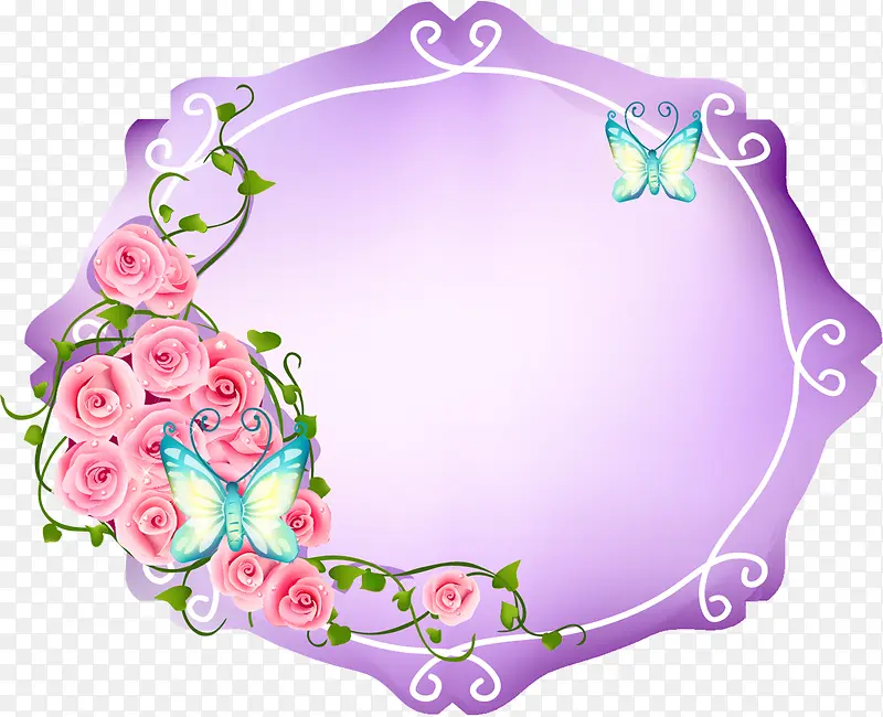 紫色立体花卉边框纹理