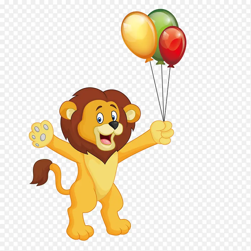 拿着气球的卡通狮子