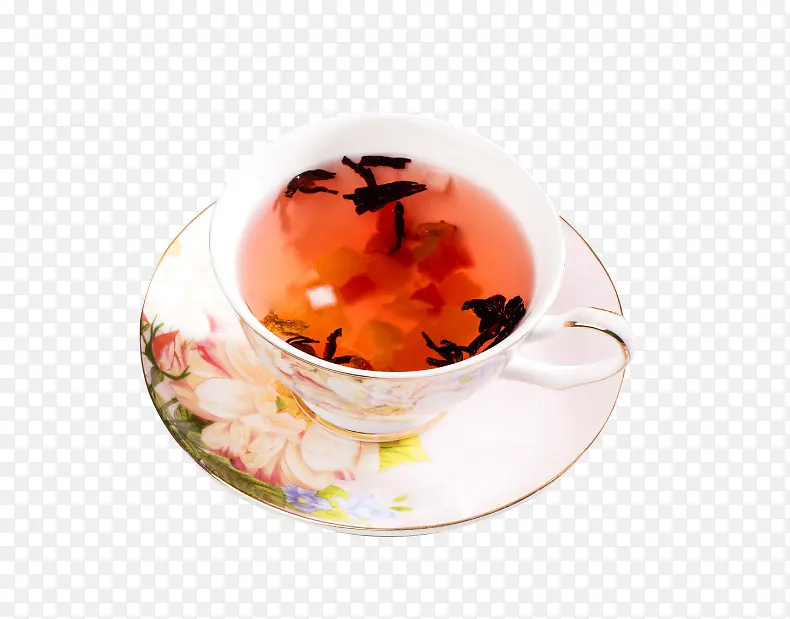 复古花纹杯子里的果茶