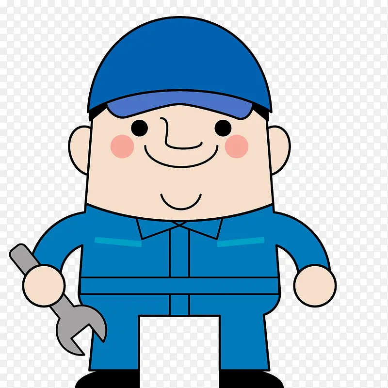 卡通版穿蓝色工作服的男子