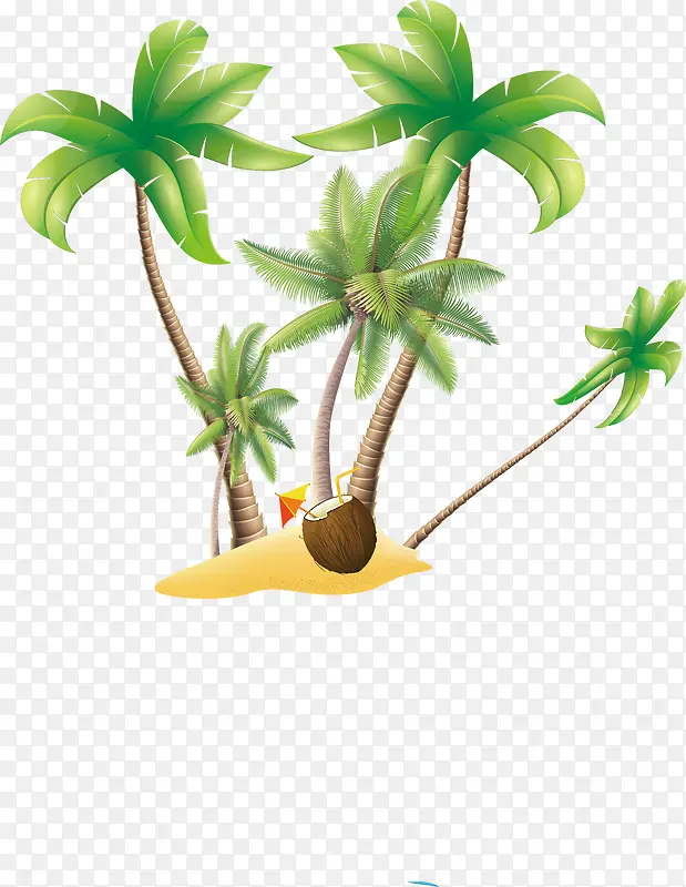 手绘夏威夷椰树矢量