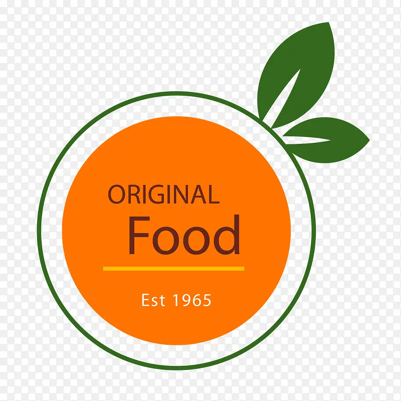 橙绿色圆形有机食品标签