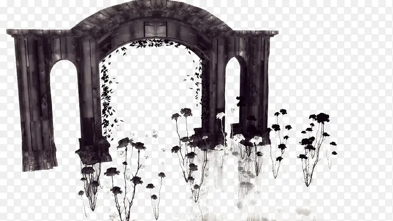 拱门和花