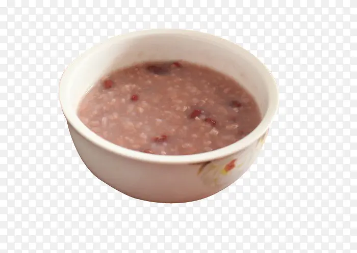 茉莉花纹陶瓷碗中的红豆粥