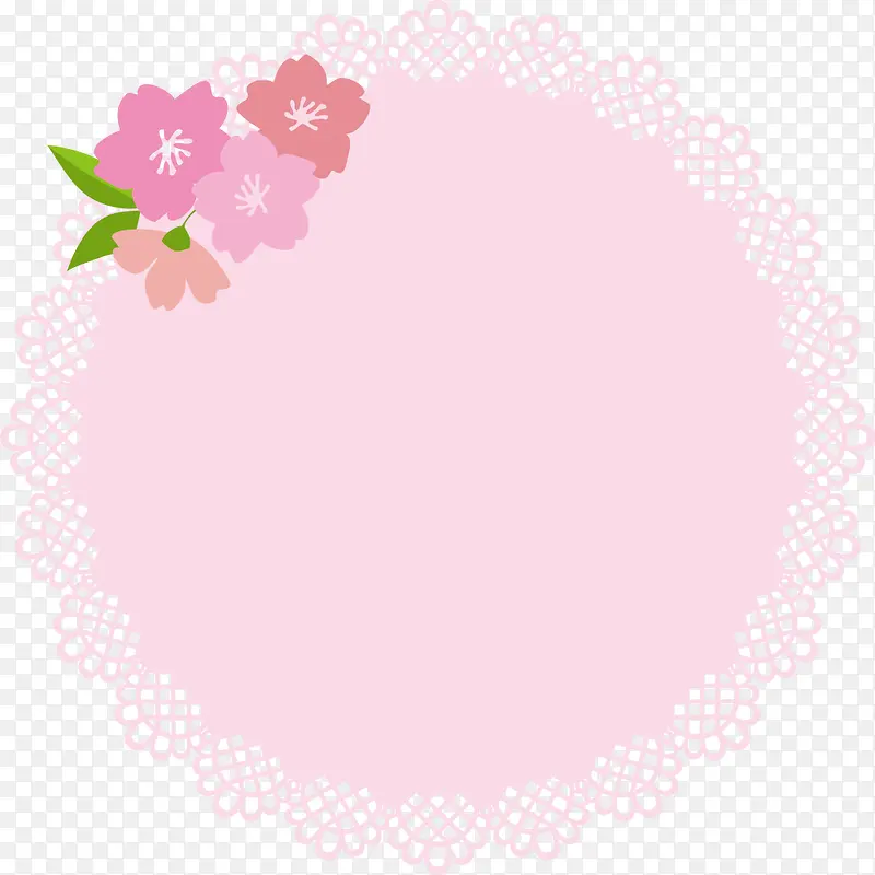 春天粉色圆形标签