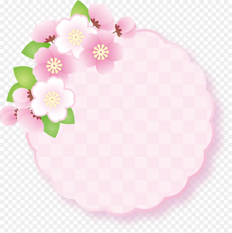 粉色美丽花朵圆形标签