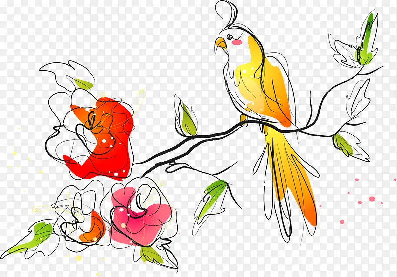花卉与鸟