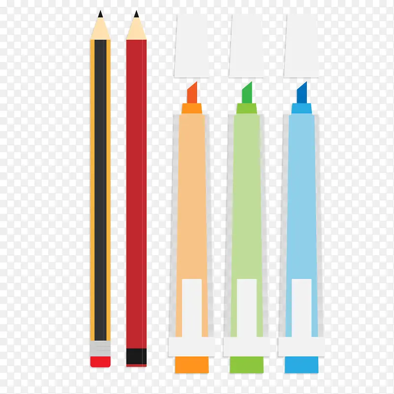 彩色的铅笔和马克笔