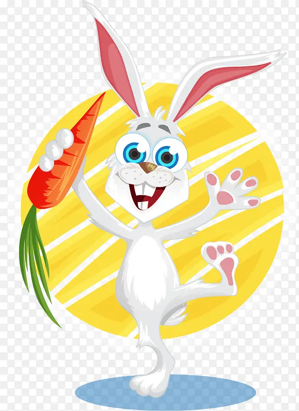 卡通手绘可爱兔子跳舞红萝卜