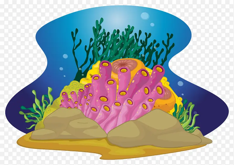 手绘海底珊瑚礁