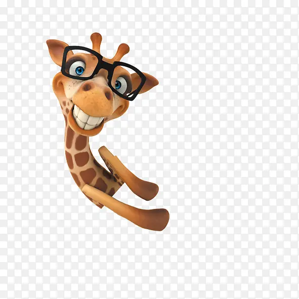 卡通形象戴眼镜的长颈鹿