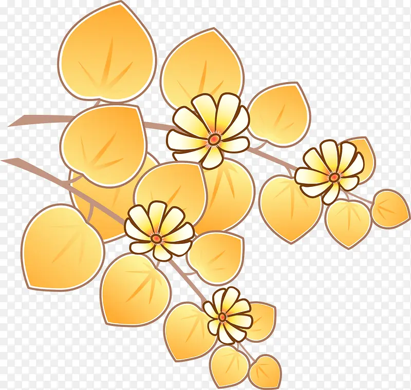 卡通手绘秋天黄色花朵