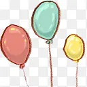 水彩气球三只气球