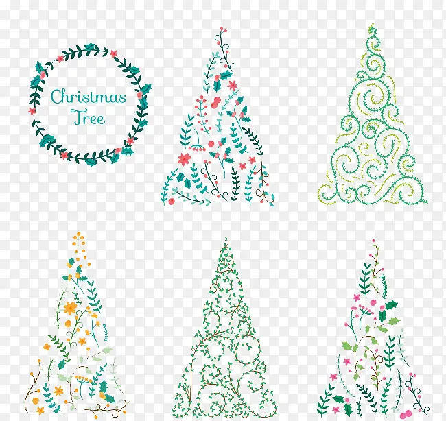 抽象矢量装饰圣诞树素材