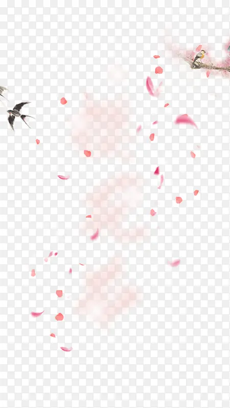 粉红手绘花瓣漂浮素材