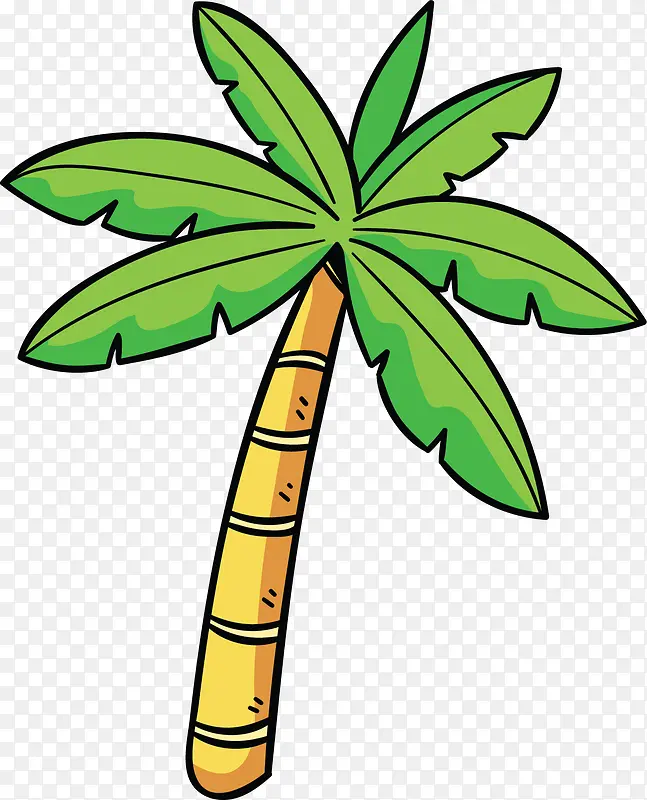 卡通夏天海边椰子树