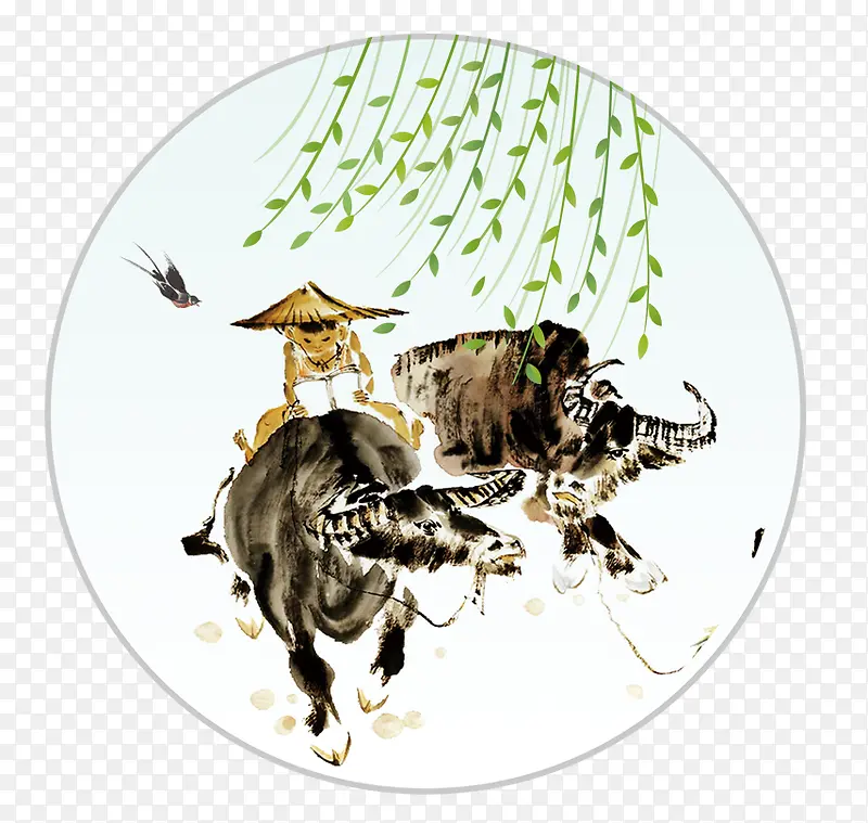 放牛儿童清明节装饰