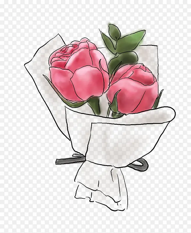 卡通手绘粉色的花束