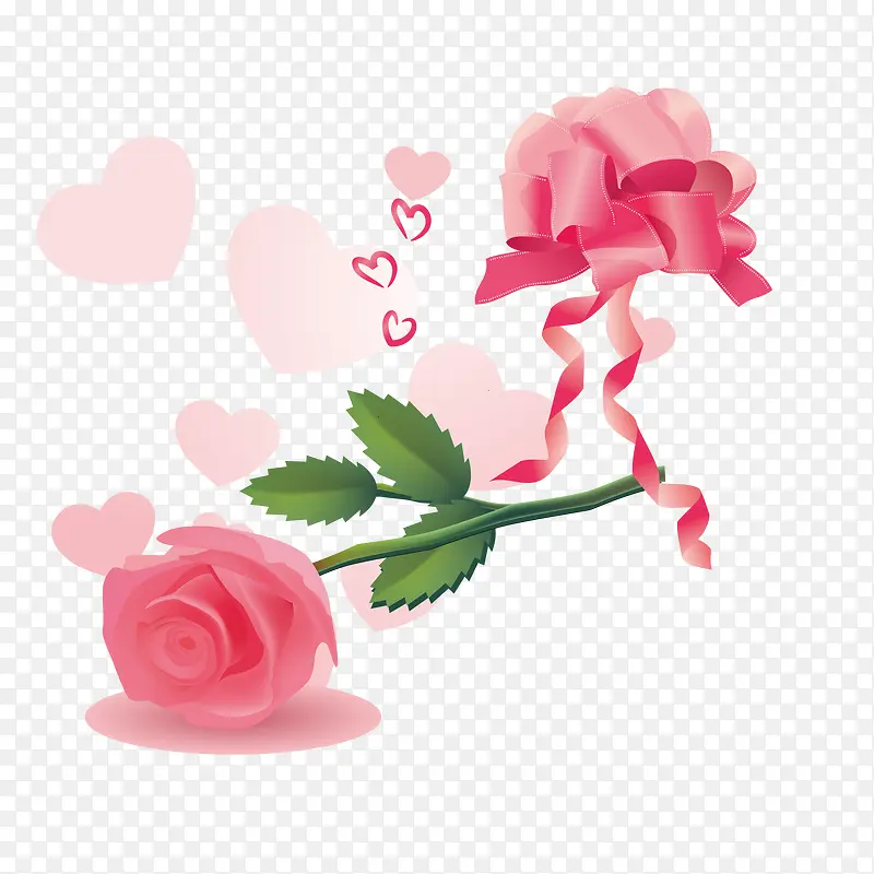 情人节婚庆粉色的礼花和玫瑰