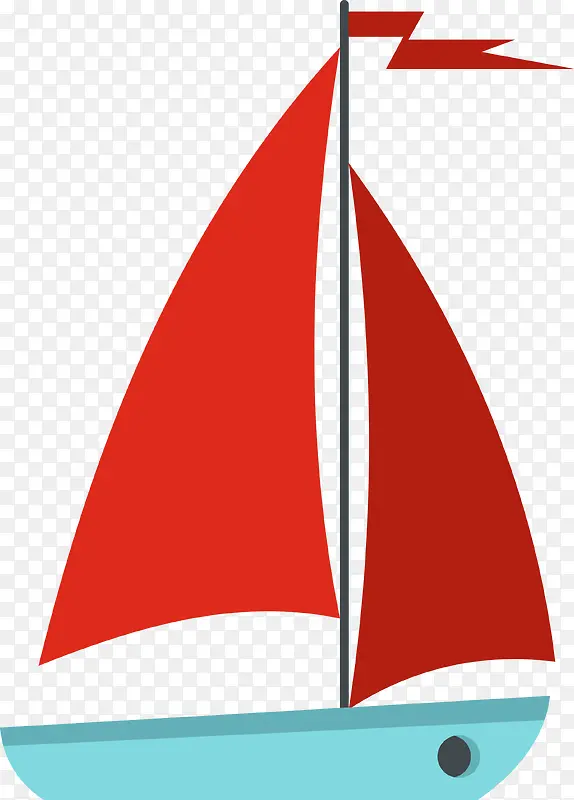 红色矢量帆船素材
