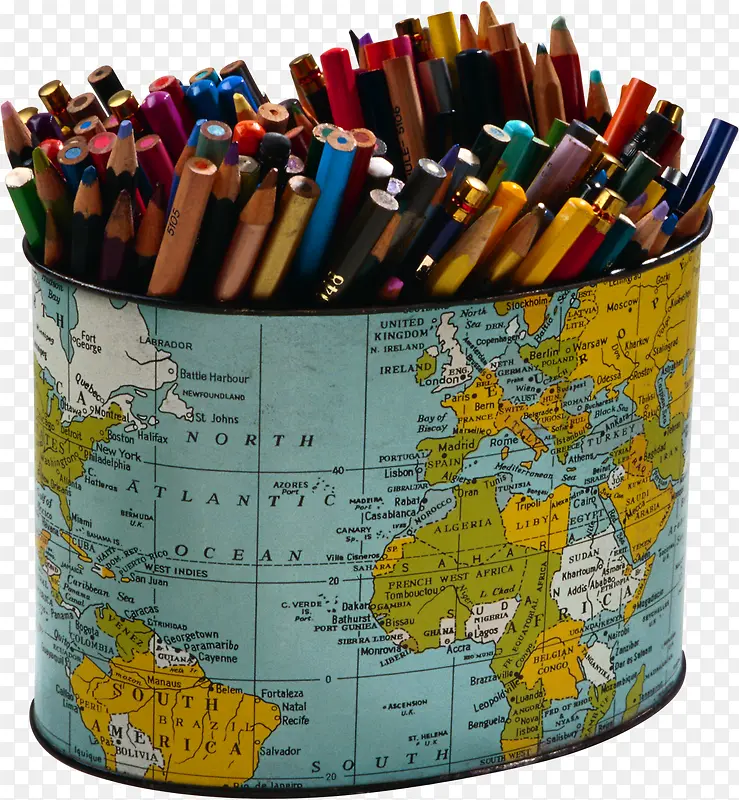 铅笔盒  地图 多彩 装饰