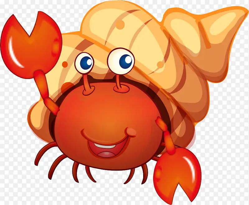 卡通海螺中的螃蟹