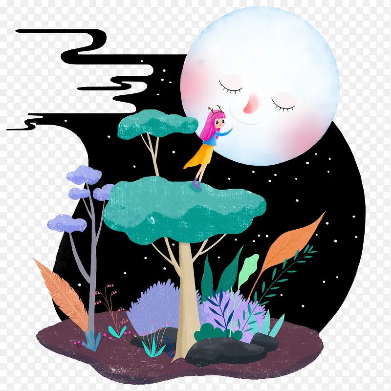 晚安装饰卡通手绘插画PNG图片素材下载_图片编号qwdnbwmy-免抠素材网