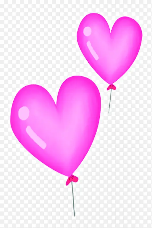 粉色卡通爱心气球手绘