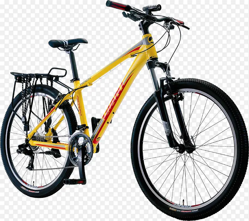 实物黄色自行车山地车