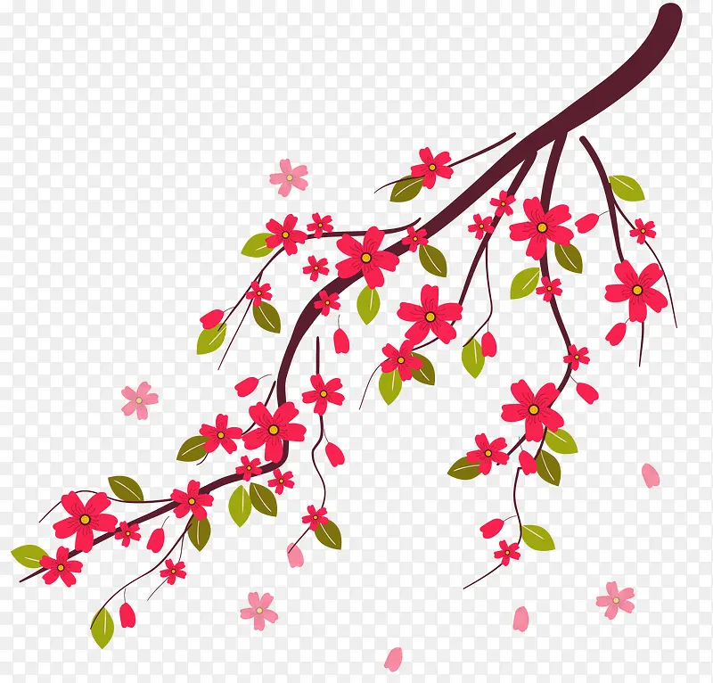 矢量春天开放花枝素材